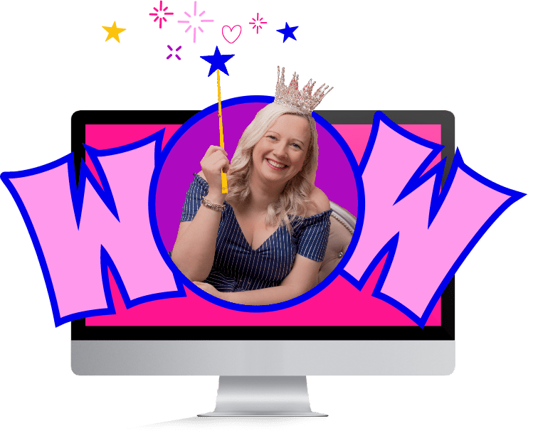 Websites that Wow - a blue rocket launching to the right with multi coloured stars surrounding it